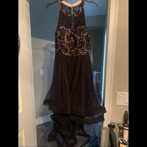 Black Lace High Low Formal Dress
